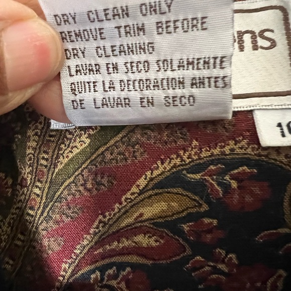 Vintage 90s Karin Stevens Paisley Midi Dress  Petite 10 Cottagecore Penny Lane - Picture 6 of 7